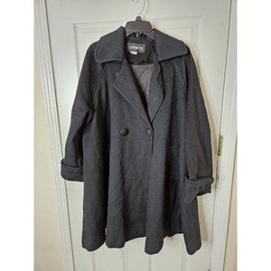 Coverups 100% Vintage 90s Wool Sz 4 Black Womens Trench Coat Jacket